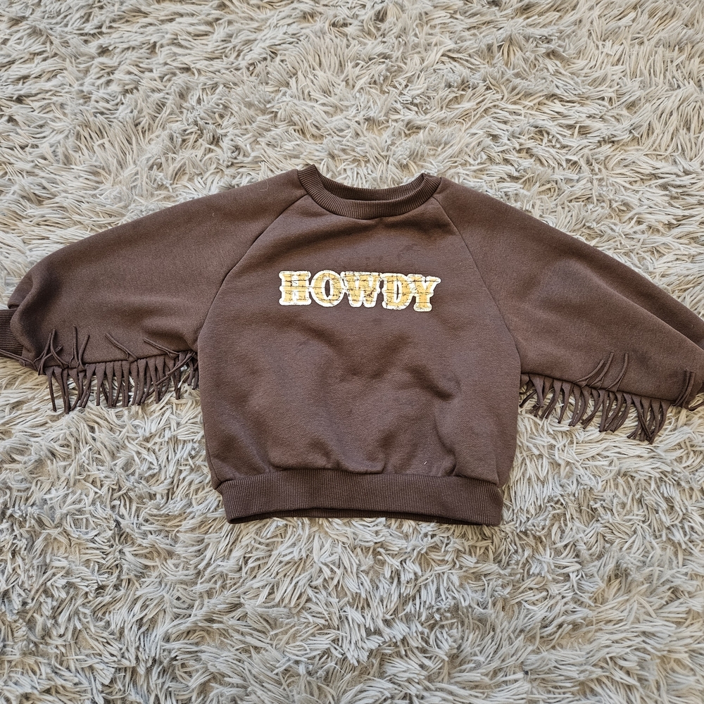 Howdy Brown Toddler Fringe Sweatshirt
